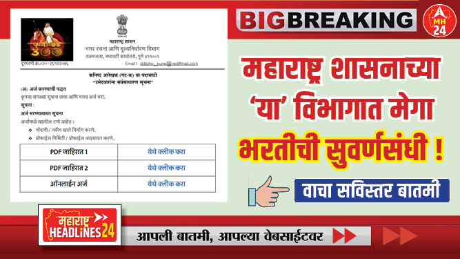 महाराष्ट्र शासनाच्या 'या' विभागात मेगा भरतीची सुवर्णसंधी !