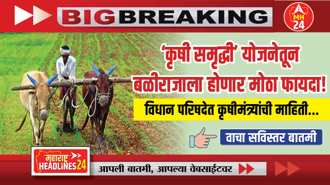 'कृषी समृद्धी' योजनेतून बळीराजाला 'हा' होणार मोठा फायदा! ; विधान परिषदेत कृषीमंत्र्यांची माहिती...