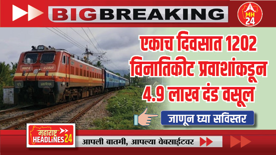 train 4.9 lakh fine collected : एकाच दिवसात १२०२ विनातिकीट प्रवाशांकडून ४.९ लाख दंड वसूल